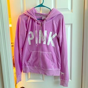 Pink Victoria secret zip up with hood
